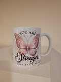 J-Spice: White Mug "You Are Stronger Than The Storm" - "Breast Cancer Awareness"