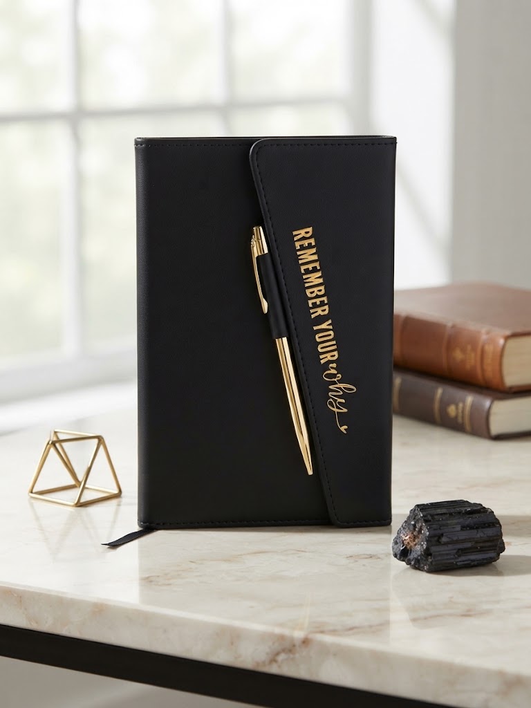 J-Spice: Black Journal "Remember Your Why" - Gold Lettering