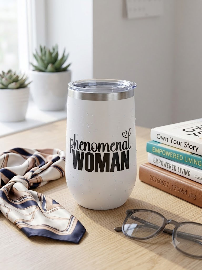 J-Spice: White Versatile Tumbler "Phenomenal Women"
