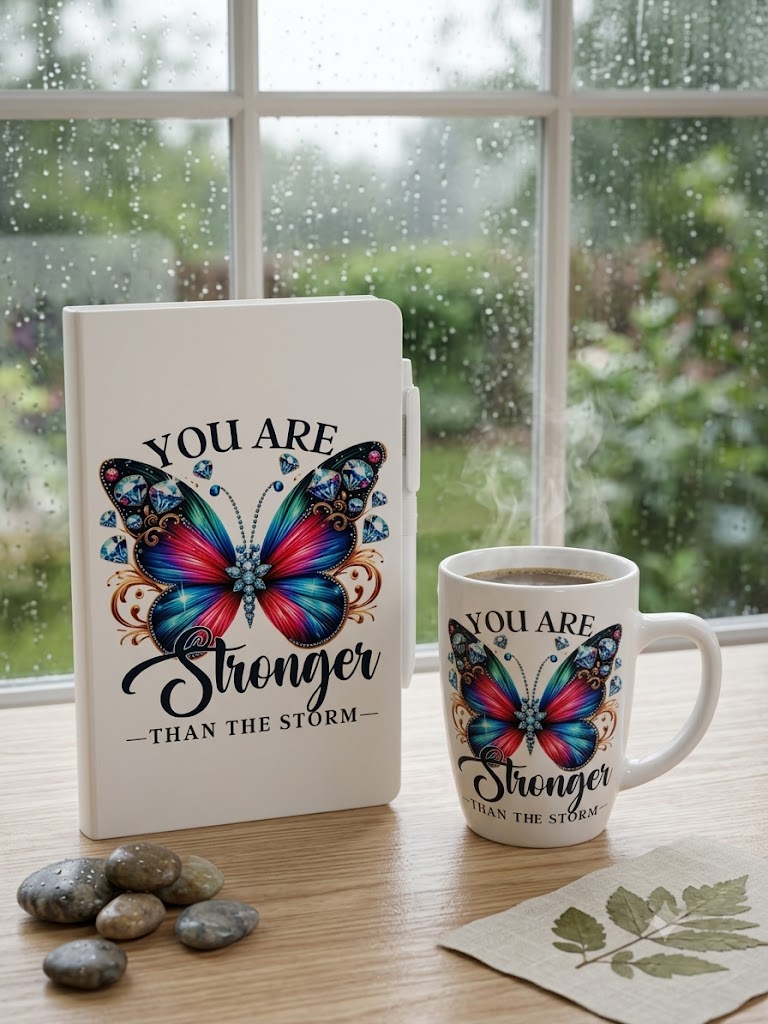 J-Spice: White Journal & Cup "You Are Stronger"