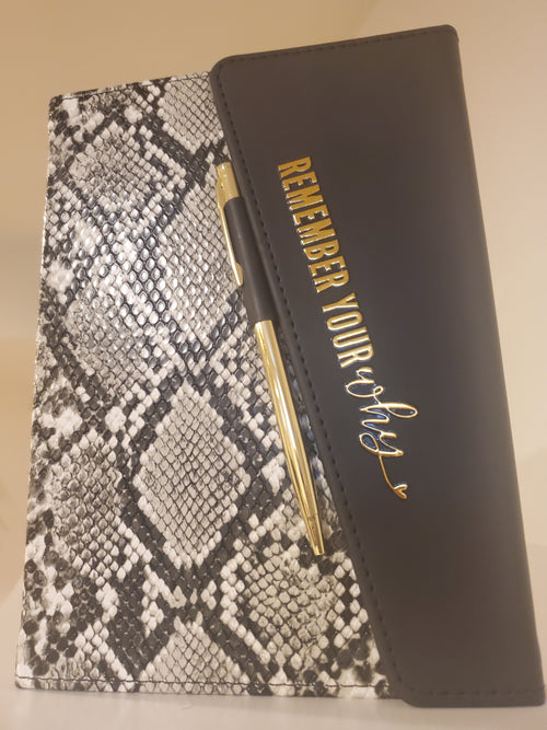 J-Spice: Black and White Snakeskin Print Journal "Remember Your Why"