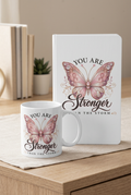 J-Spice: White Journal & Mug Set "You Are Stronger Than the Storm" - "Breast Cancer Awareness"